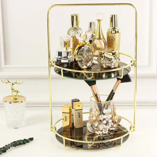 منظم أدوات التجميل بتصميم سلك دائري أنيق للطاولة